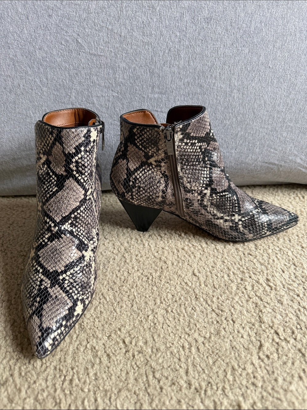 Franco Sarto Leather Snake Print Bootie Size 6.5
